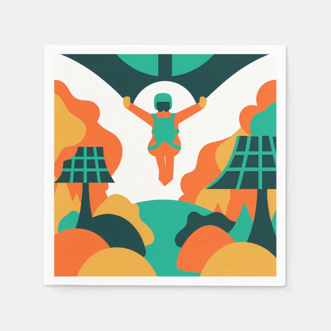 Serviette En Papier Skydiver Descending Over Solar Powered Landscape (Devant)