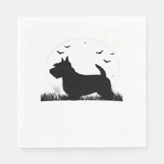 Serviette En Papier Skye Terrier Dog � Halloween Moon Silhouette Class