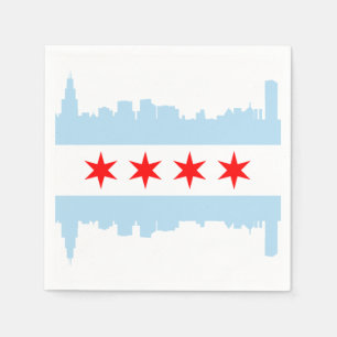 Serviette En Papier Skyline du drapeau de Chicago