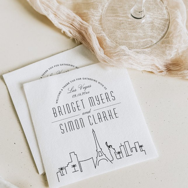 Serviette En Papier Skyline Las Vegas Deco | Mariage, événement Napkin (Créateur téléchargé)
