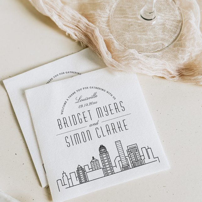 Serviette En Papier Skyline Louisville Deco | Mariage Événement Napkin (Créateur téléchargé)