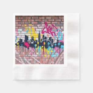 Serviette En Papier Skyline urbain peint en Spray