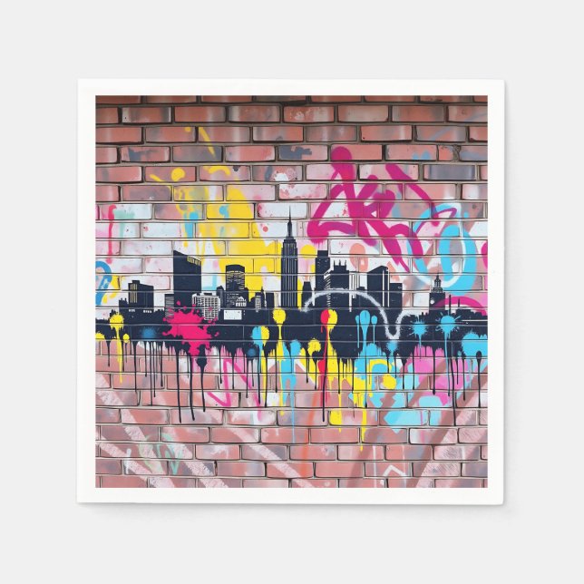 Serviette En Papier Skyline urbain peint en Spray (Devant)
