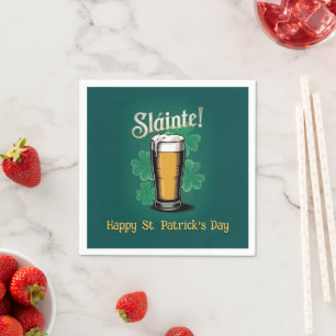 Serviette En Papier Slàinte ! Saint Patrick's Day Pint of Beer on Gree