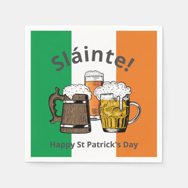 Serviette En Papier Sláinte ! ST PATRICK'S DAY Beer (Devant)