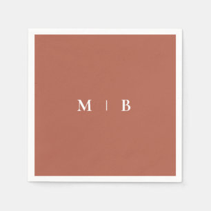 Serviette En Papier Sleek Simple Cinnamon Monogram Cocktail