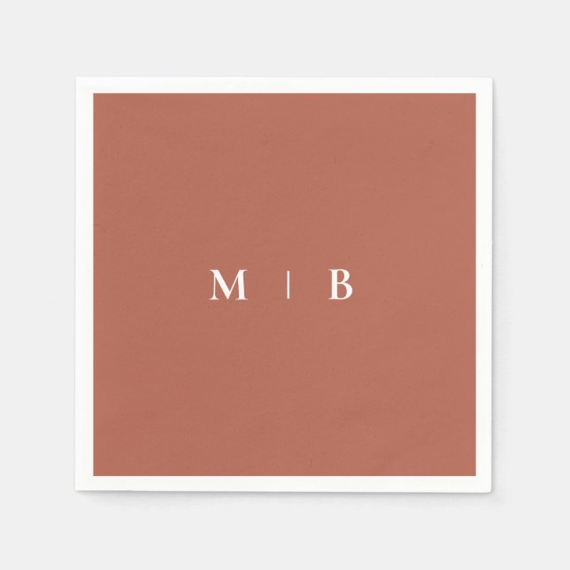 Serviette En Papier Sleek Simple Cinnamon Monogram Cocktail (Devant)