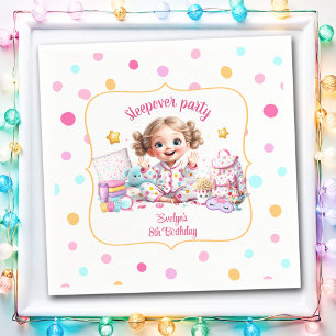 Serviette En Papier Sleepover Parti de bois rose mignonne fille Polka