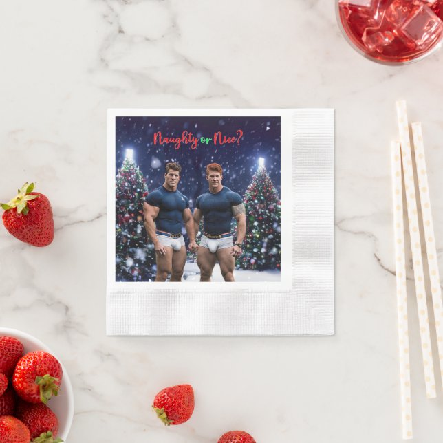 Serviette En Papier SlipperyJoe's décoré enneigé de Noël tre (En situation)