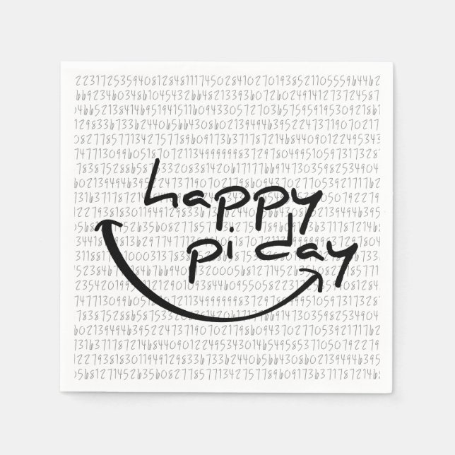 Serviette En Papier Slogan happy pi day. Bonne journée, 14 mars. (Devant)