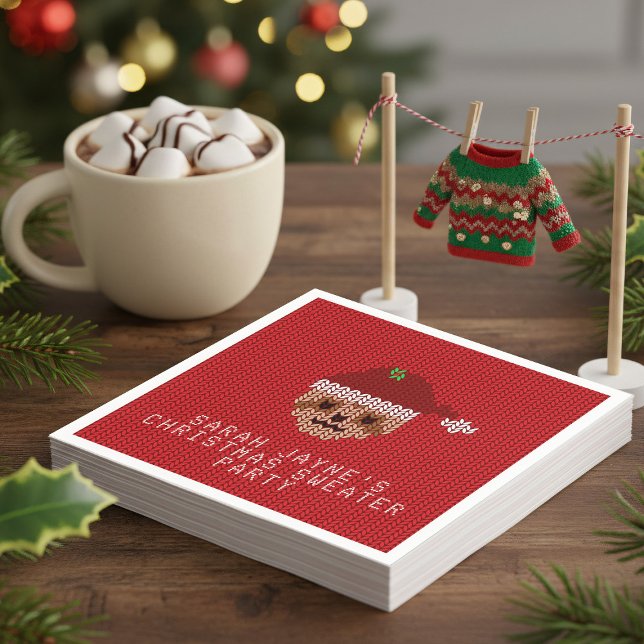 Serviette En Papier Sloth Christmas Sweat Party Rouge Papier serviette (Hosting an ugly Christmas sweater bash? These adorable sloth napkins are the perfect accessory)