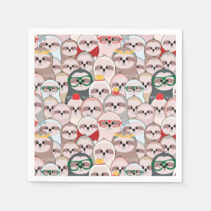 Serviette En Papier Sloth Comic Motif