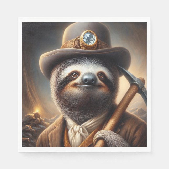 Serviette En Papier Sloth Gold Miner (Devant)