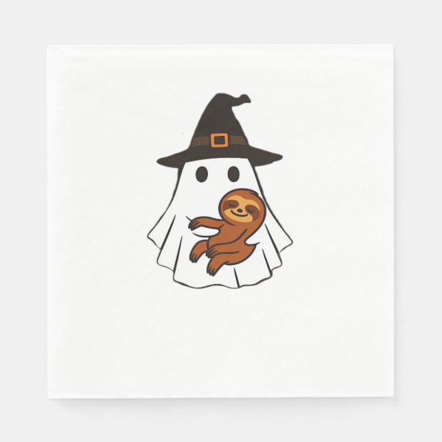 Serviette En Papier Sloth Halloween Ghost Witch Casquettes Amoureux de (Devant)