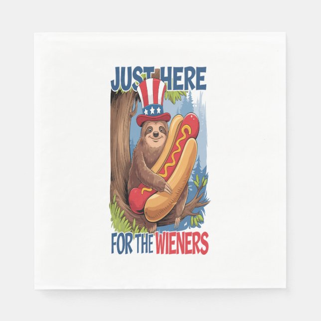 Serviette En Papier Sloth Hot Dog 4 juillet BBQ (Devant)