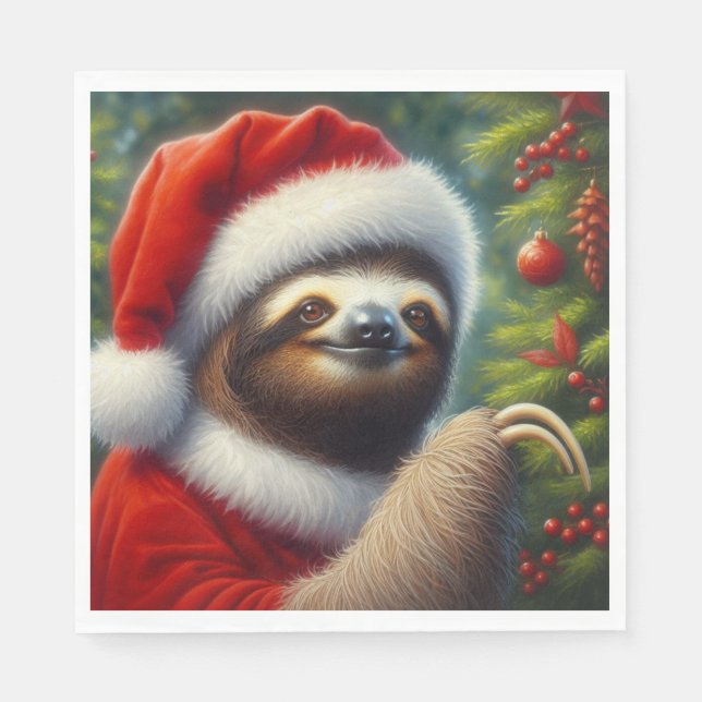 Serviette En Papier Sloth Santa Claus (Devant)