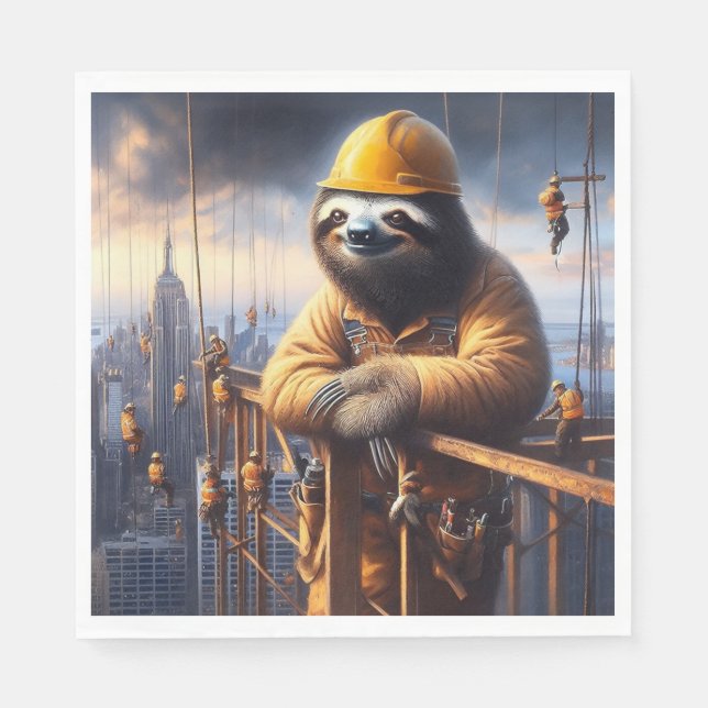Serviette En Papier Sloth Working the High Steel (Devant)