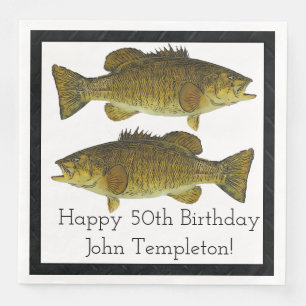 Serviette En Papier Smallmouth Bass Pêche Sports Anniversaire 50e