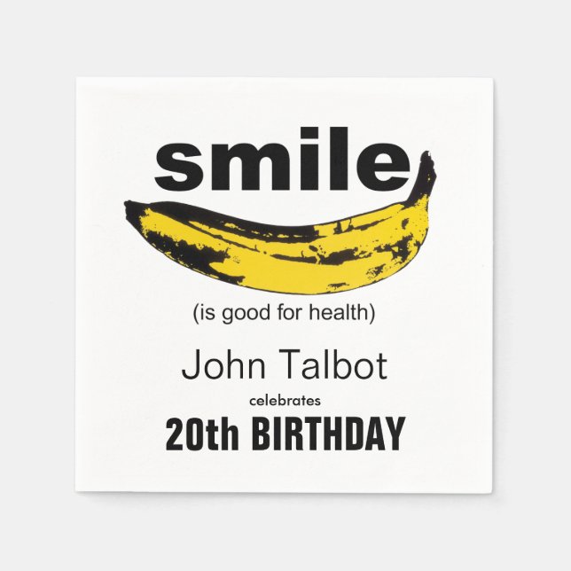 Serviette En Papier Smile est bon 20e anniversaire papier de fête Napk (Devant)