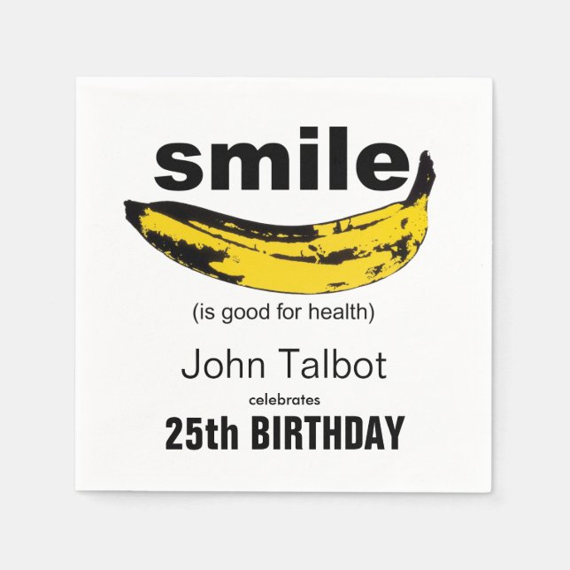 Serviette En Papier Smile est bon 25e anniversaire papier de fête Napk (Devant)