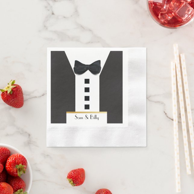 Serviette En Papier Smoking à nœud papillon 🎩 Monogramme Classique (En situation)