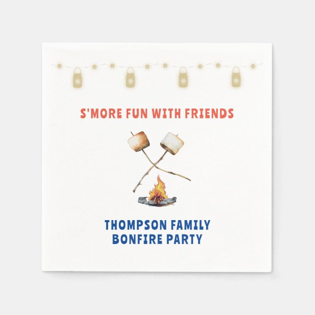 Serviette En Papier S'mores Fun Bonfire Jardin Cookout Friendsgiving (Devant)