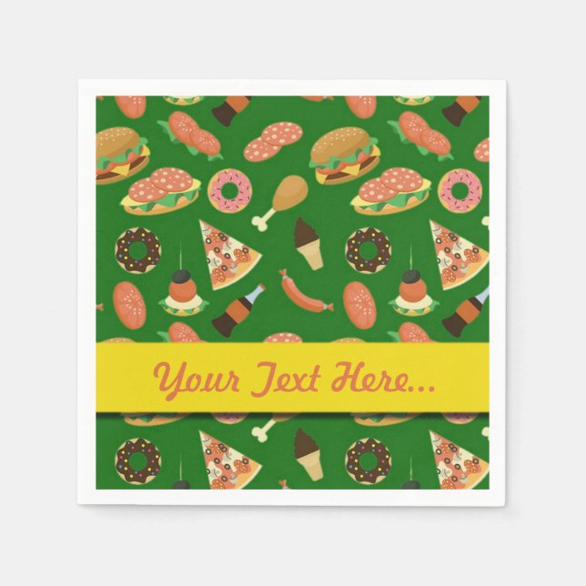 Serviette En Papier Snack Time Pique-Nique Vert Naples (Devant)