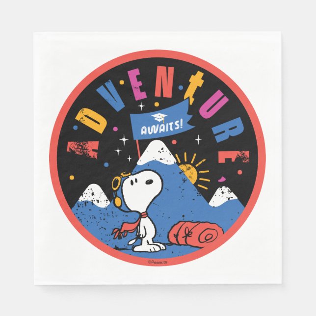 Serviette En Papier Snoopy Adventure Awaits Graduation Mountain Design (Devant)
