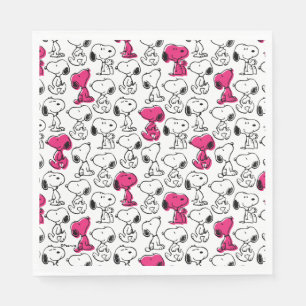 Serviette En Papier Snoopy Black & Magenta Motif