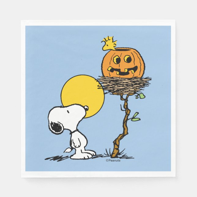 Serviette En Papier Snoopy & Bois Nid Avec Jack O'Lantern (Devant)