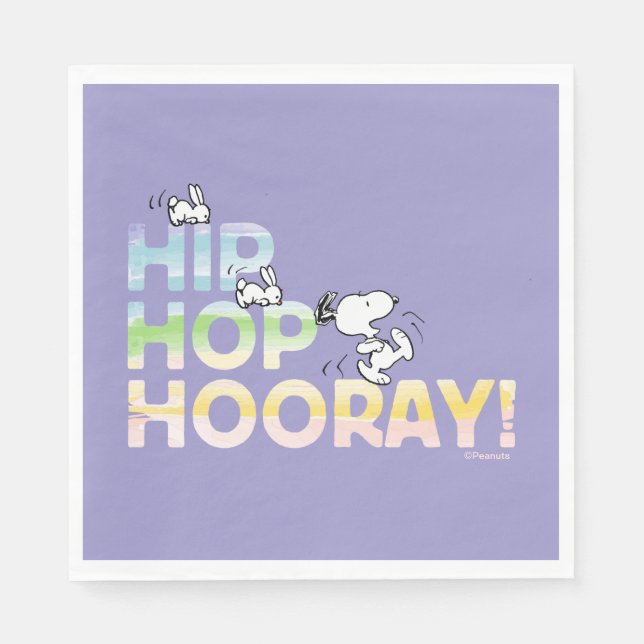 Serviette En Papier Snoopy Hip hop Hooray Pâques (Devant)