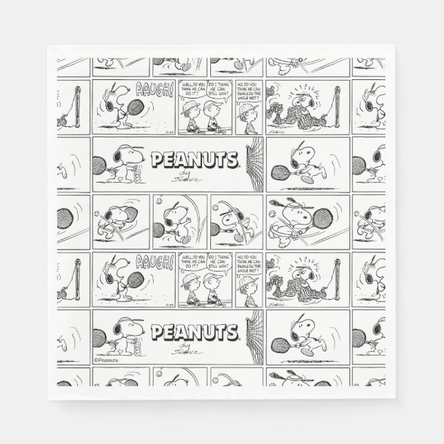 Serviette En Papier Snoopy Joue Au Tennis (Devant)