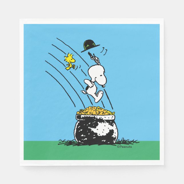 Serviette En Papier Snoopy Jumping dans le pot d'or (Devant)