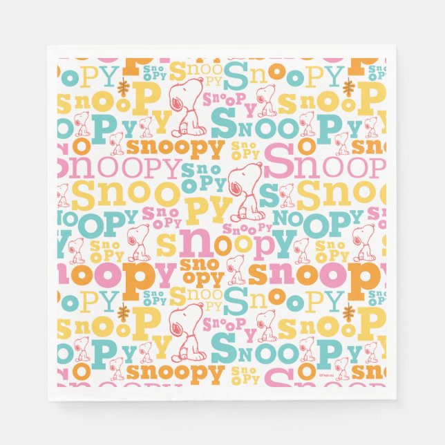 Serviette En Papier Snoopy Pastel Text Pattern (Devant)
