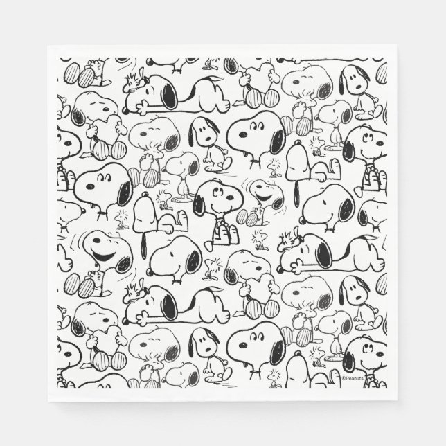 Serviette En Papier Snoopy Smile Giggle Laugh Pattern (Devant)