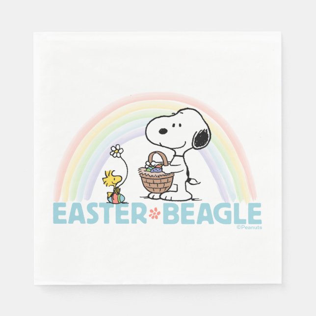 Serviette En Papier Snoopy & Woodstock - Beagle de Pâques (Devant)