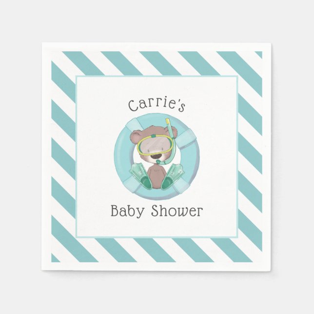 Serviette En Papier Snorkeling Teddy Bear Baby shower garçon (Devant)