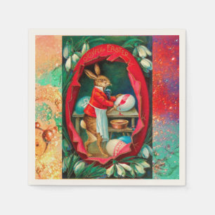 SERVIETTE EN PAPIER SNOWDROPS AVEC RABBIT PEINTURE OEUFS DE PÂQUES