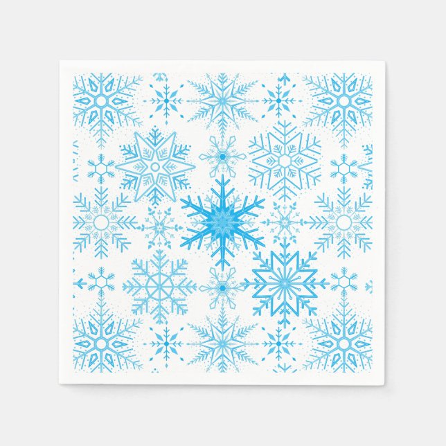 Serviette En Papier Snowflake bleu motif (Devant)