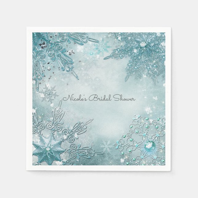 Serviette En Papier Snowflake Magic Winter Wonderland Élégante fête (Devant)