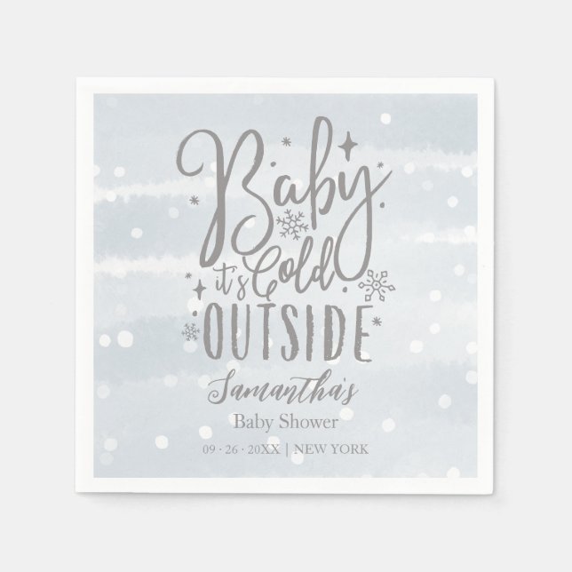 Serviette En Papier Snowflakes Baby It's Cold Outside Baby shower (Devant)