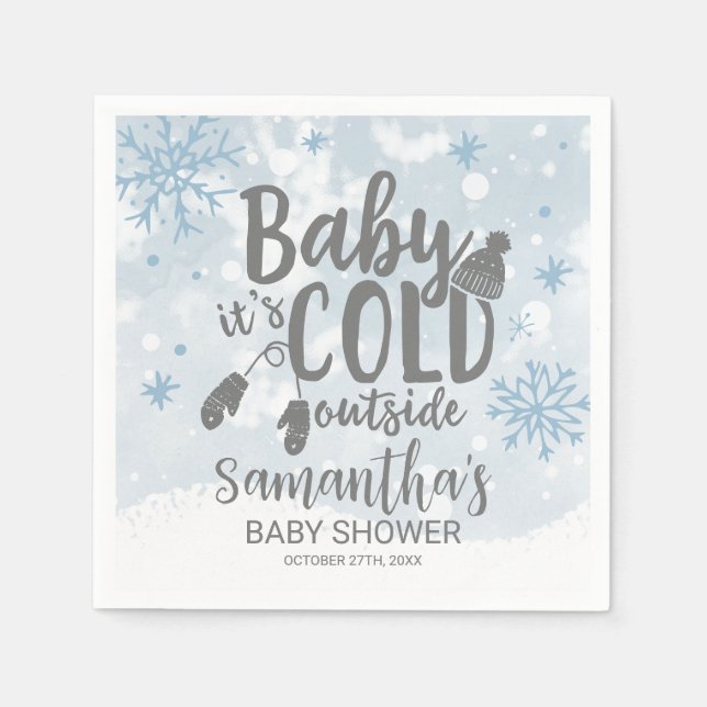 Serviette En Papier Snowflakes Baby It's Cold Outside Baby shower (Devant)