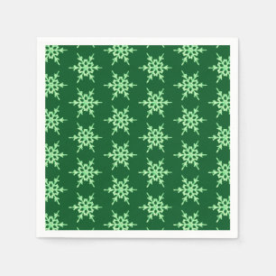 Serviette En Papier Snowflakes, cristaux vert pâle sur vert foncé