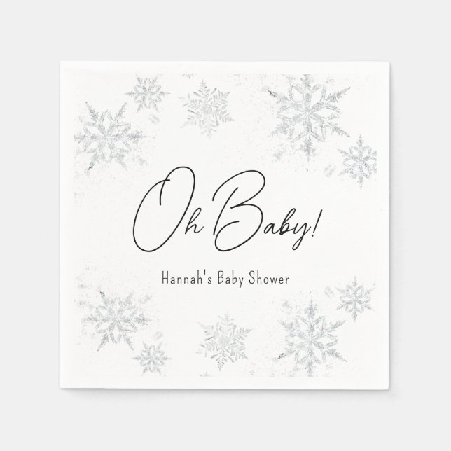 Serviette En Papier Snowflakes d'hiver Oh bébé Napkins (Devant)