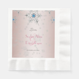 Serviette En Papier Snowflakes en argent Cristaux Perles rose Mariage