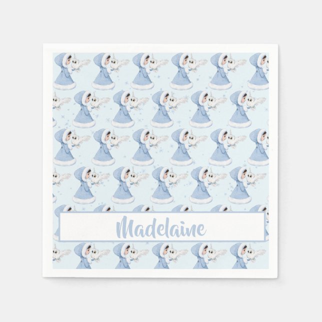 Serviette En Papier Snowflakes hiver de la princesse de Noël (Devant)