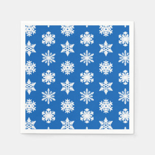 Serviette En Papier Snowflakes Ikat - Cobalt bleu et blanc