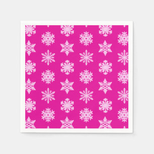 Serviette En Papier Snowflakes Ikat - Fuchsia et rose glace