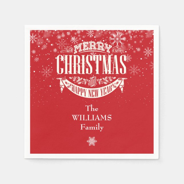 Serviette En Papier Snowflakes personnalisés Joyeux Noël (Devant)