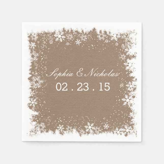 Serviette En Papier Snowflakes rustique Mariage Cocktail serviettes (Devant)
